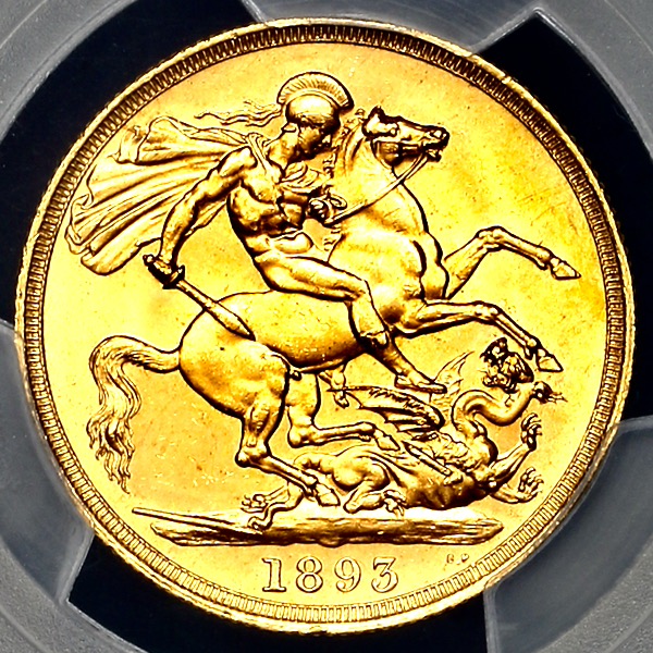 1893 Victoria Old Head £2 Brilliant Uncirculated. PCGS - MS65