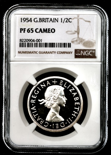 1954 Elizabeth II Proof Halfcrown NGC - PF65 CAMEO