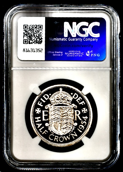 1954 Elizabeth II Proof Halfcrown NGC - PF65 CAMEO