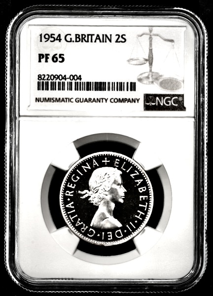 1954 Elizabeth II Proof Florin NGC - PF65