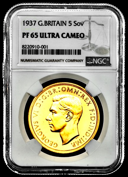 1937 George VI Proof Five Pounds NGC - PF65 ULTRA CAMEO