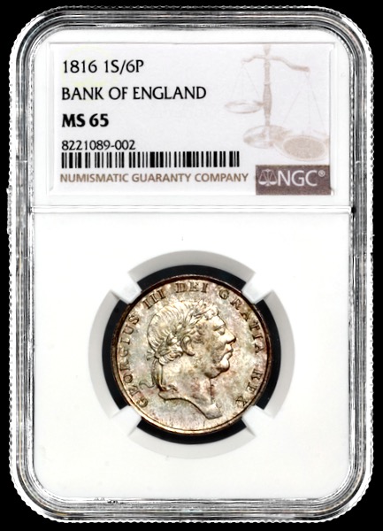 1816 George III Eighteenpence Brilliant Uncirculated. NGC - MS65