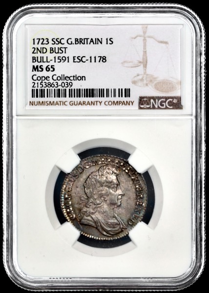 1723 George I Shilling Brilliant Uncirculated. NGC - MS65