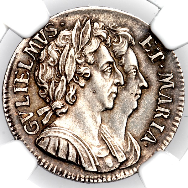 1694 William and Mary Pattern Farthing NGC - PF63