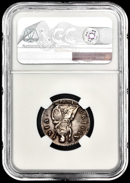 1694 William and Mary Pattern Farthing NGC - PF63