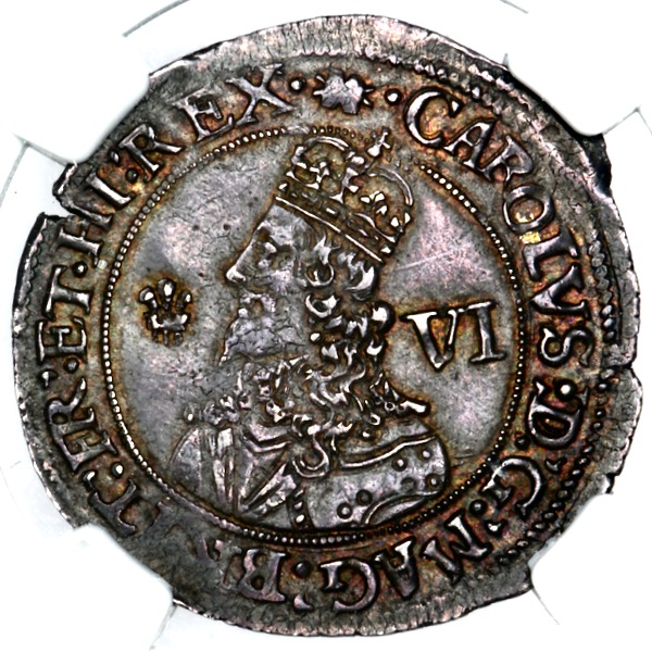 1643 Charles I Sixpence Uncirculated. NGC - MS63