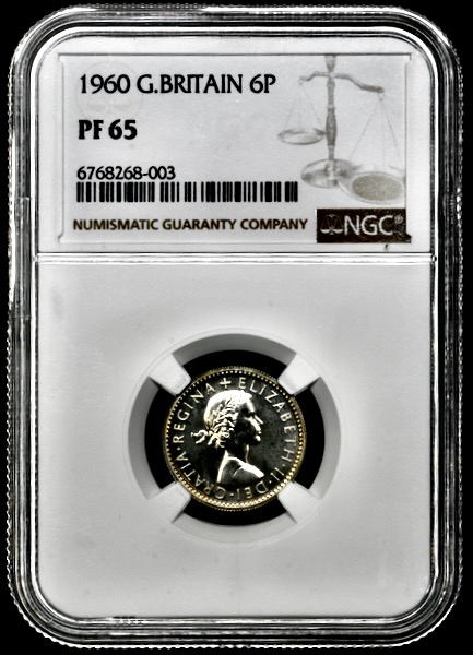 1960 Elizabeth II Proof Sixpence NGC - PF65