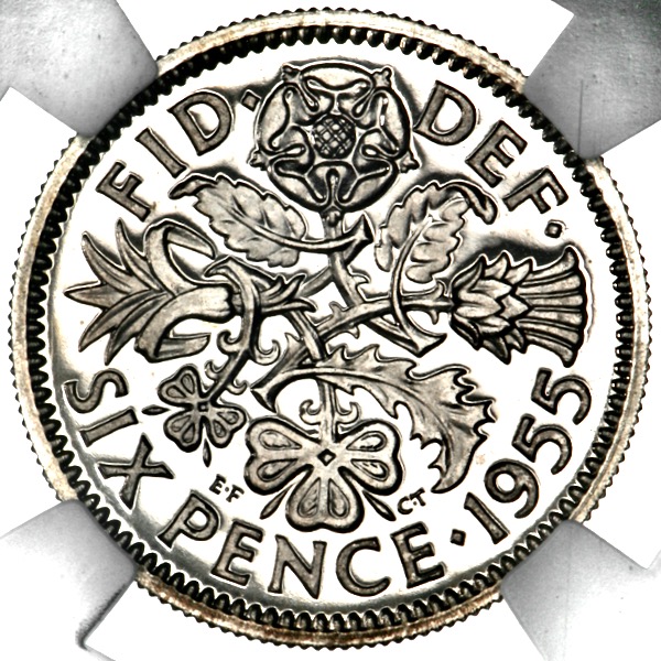 1955 Elizabeth II Proof Sixpence NGC - PF66 CAMEO