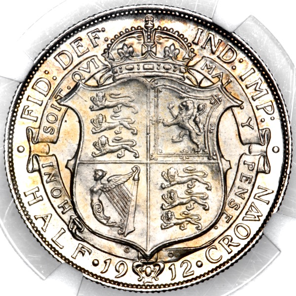 1912 George V Halfcrown Brilliant Uncirculated. NGC - MS65