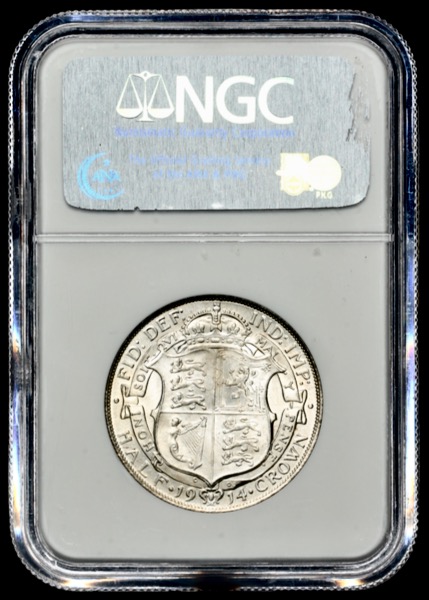 1914 George V Halfcrown Brilliant Uncirculated. NGC - MS65
