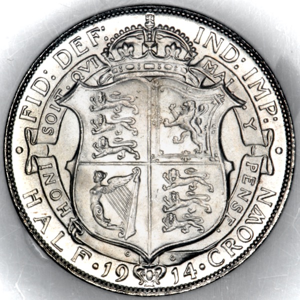 1914 George V Halfcrown Brilliant Uncirculated. NGC - MS65