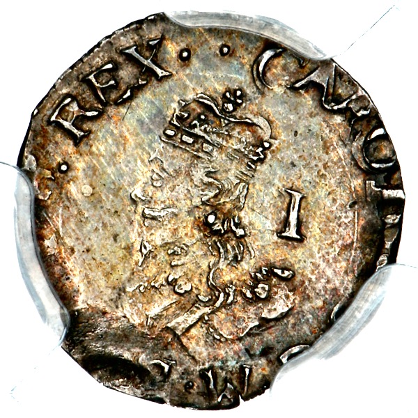 1625-1649 Charles I Penny Practically Uncirculated. PCGS - MS62