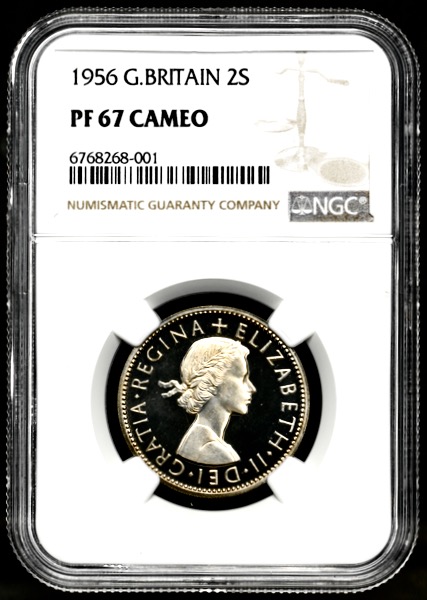 1956 Elizabeth II Proof Florin NGC - PF67 CAMEO