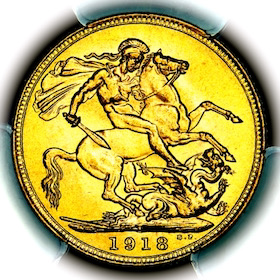 1918 I King George V India Bombay Mumbai Sovereign