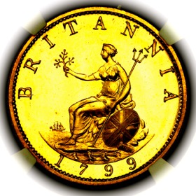 1799 George III Gilt Proof Pattern Halfpenny