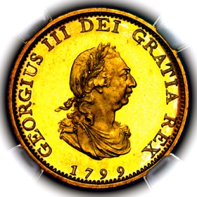 1799 George III Gilt Proof Farthing