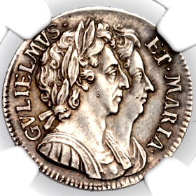 1694 William and Mary Pattern Proof Silver Farthing