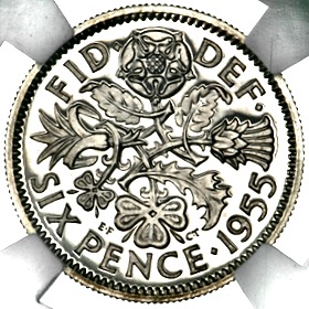 1955 Elizabeth II Proof Sixpence